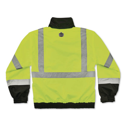 ergodyne® GloWear 8379 Class 3 Hi-Vis Fleece Lined Bomber Jacket, X-Small, Lime (EGO24471)
