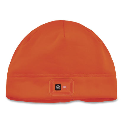 ergodyne® N-Ferno 6801 Winter Skull Cap with LED Rechargeable Light, Fleece, One Size Fits Most, Orange (EGO16791)