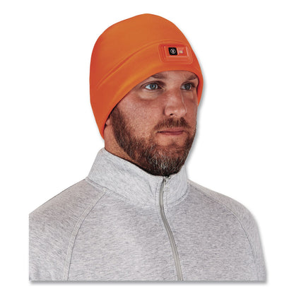 ergodyne® N-Ferno 6801 Winter Skull Cap with LED Rechargeable Light, Fleece, One Size Fits Most, Orange (EGO16791)