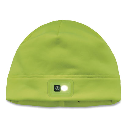 ergodyne® N-Ferno 6801 Winter Skull Cap with LED Rechargeable Light, Fleece, One Size Fits Most, Lime (EGO16790)