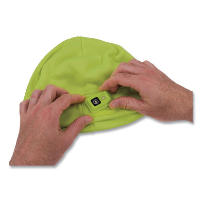 ergodyne® N-Ferno 6801 Winter Skull Cap with LED Rechargeable Light, Fleece, One Size Fits Most, Lime (EGO16790)