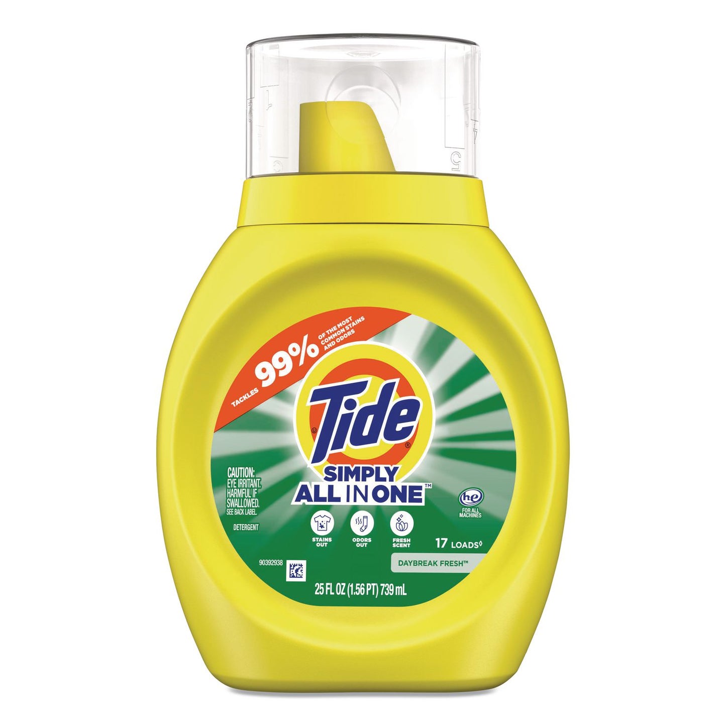 Tide® Simply All-In-One Liquid Laundry Detergent, Daybreak Fresh, 25 oz Bottle, 6/Carton (PGC90391)