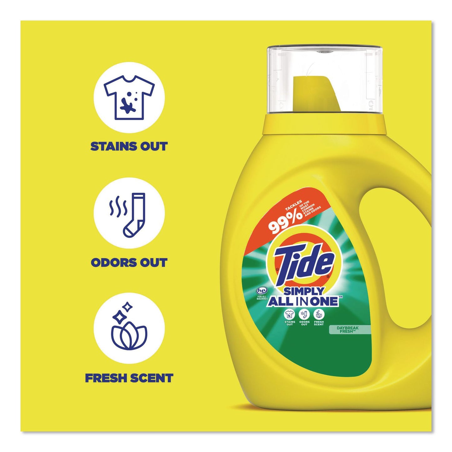 Tide® Simply All-In-One Liquid Laundry Detergent, Daybreak Fresh, 25 oz Bottle, 6/Carton (PGC90391)