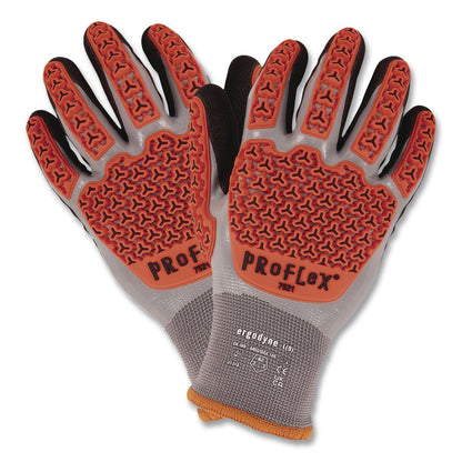 ergodyne® ProFlex 7521 Thermal Coated Impact-Resistant Gloves, EN388:2131X, 7.5" Long, 3X-Large (12), Gray/Black/Orange, Pair (EGO17647)