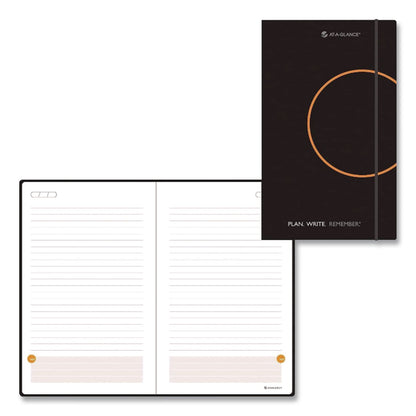 AT-A-GLANCE® Plan. Write. Remember. Planning Notebook with Reference Calendar, 5.63 x 3.56, Black/Gold-Circle Cover, Undated (AAG80612305)