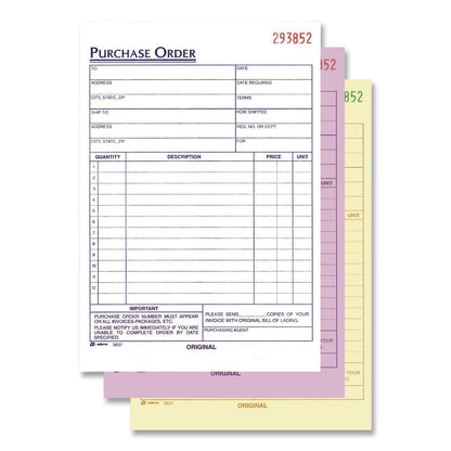 Adams® Multipart Purchase Order Pad, Three-Part Carbonless, 8.44 x 5.56, 50 Sets/Pad,10 Pads/Pack (ABFTC583110)