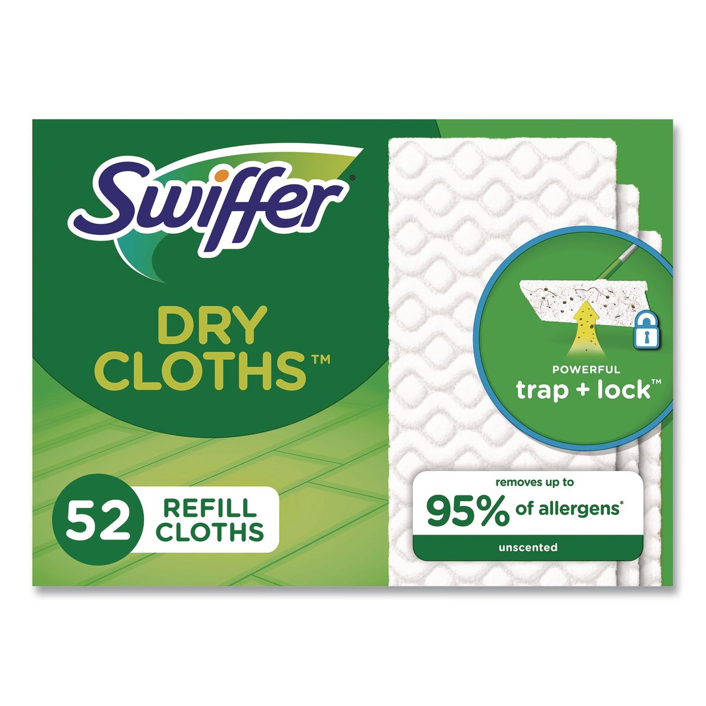 Swiffer® Dry Refill Cloths, 1-Ply, 10.4" x 8", White, 52/Pack (PGC81216PK)