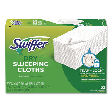 Swiffer® Dry Refill Cloths, 1-Ply, 10.4" x 8", White, 52/Pack (PGC81216PK)