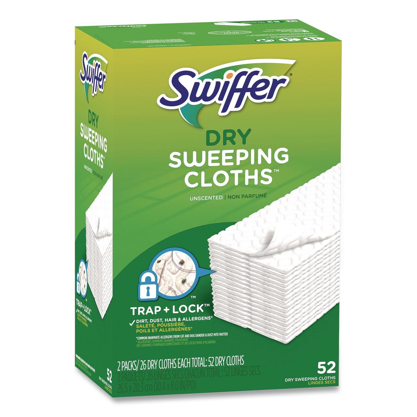 Swiffer® Dry Refill Cloths, 1-Ply, 10.4" x 8", White, 52/Pack (PGC81216PK)