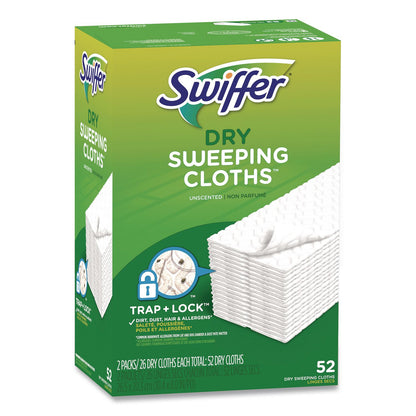 Swiffer® Dry Refill Cloths, 1-Ply, 10.4" x 8", White, 52/Pack (PGC81216PK)