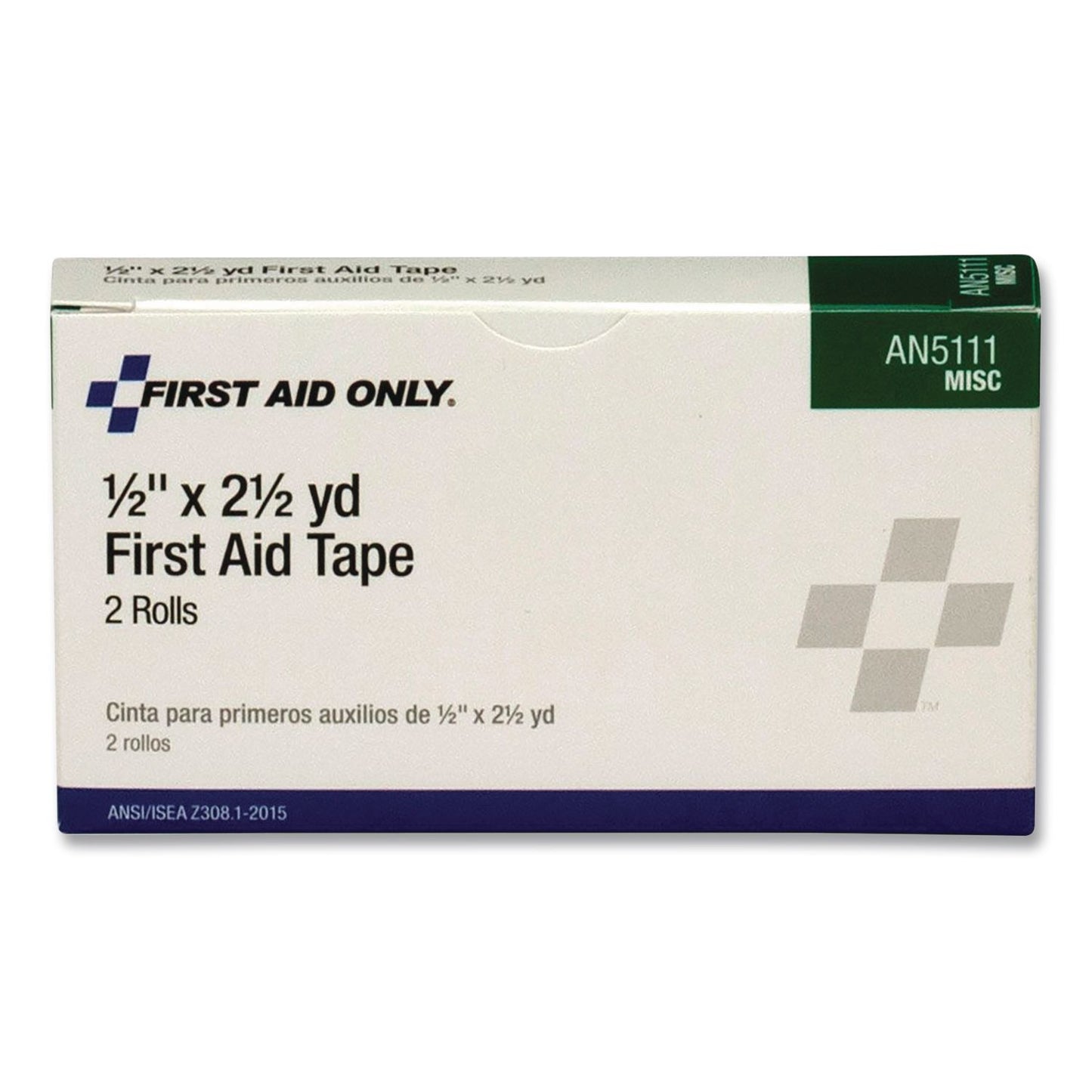 First Aid Only™ First Aid Tape, Paper, 0.5" x 2.5 yd, White, 6 Rolls/Box (FAOAN5111)