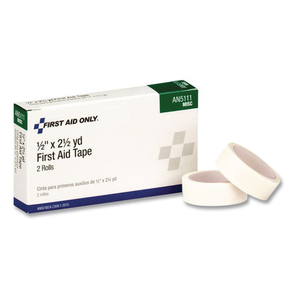 First Aid Only™ First Aid Tape, Paper, 0.5" x 2.5 yd, White, 6 Rolls/Box (FAOAN5111)