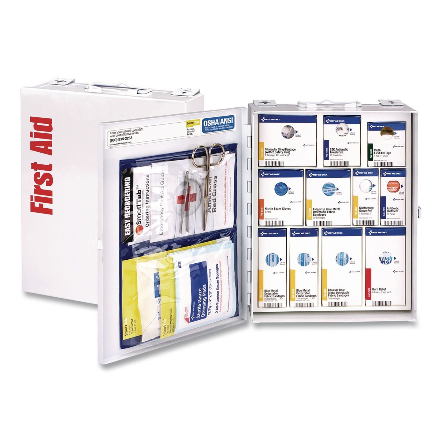 First Aid Only™ SmartCompliance Food Service First Aid Kit for 25 People, 137 Pieces, Metal Case (FAO1350FAE0103)