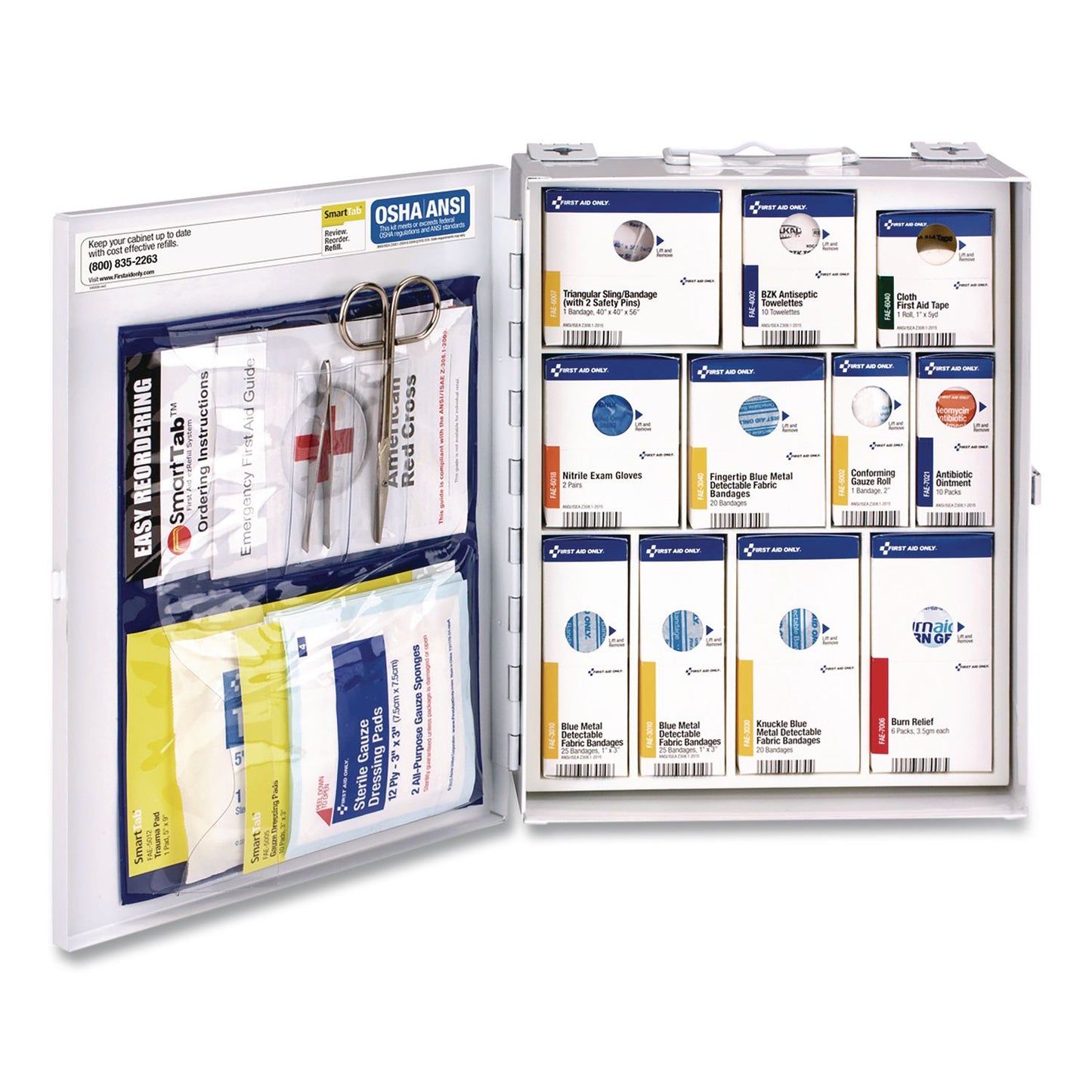 First Aid Only™ SmartCompliance Food Service First Aid Kit for 25 People, 137 Pieces, Metal Case (FAO1350FAE0103)