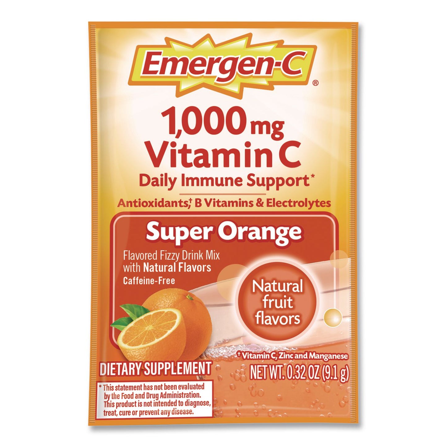 Emergen-C® Vitamin C Drink Mix, 1,000 mg Vitamin C, Super Orange, 60/Pack (EMN130213)