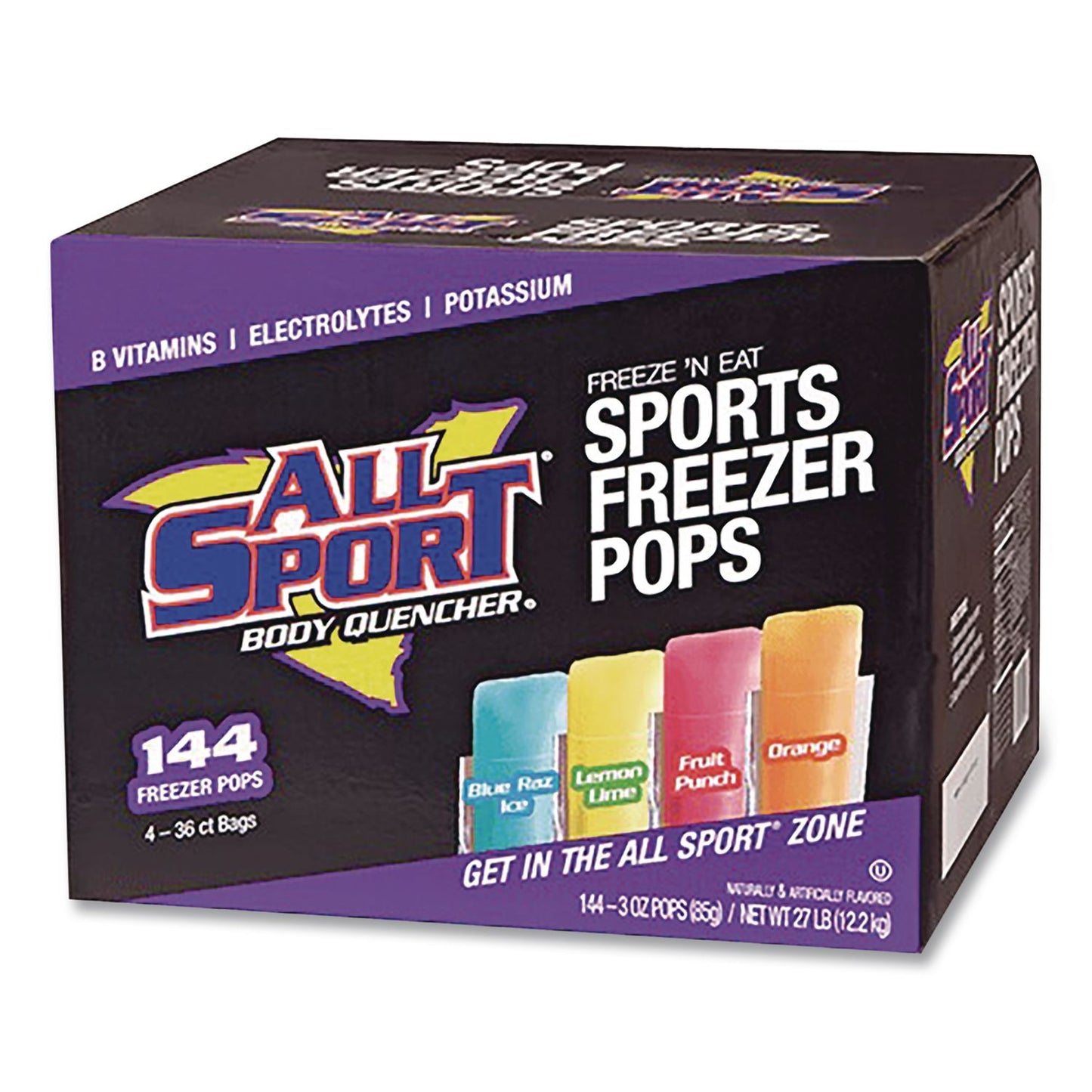 All Sport® Body Quencher Electrolyte Freezer Pops Variety Pack, Assorted Flavors, 144/Carton (AORM3600013)