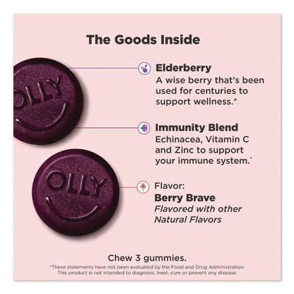 OLLY® Active Immunity + Elderberry Gummy, Berry Brave, 9/Pack (LIL46296)