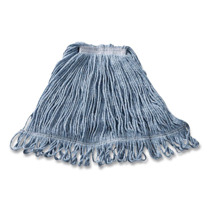 Rubbermaid® Commercial Super Stitch Blend Mop, Green Headband, Cotton/Synthetic, Medium, Blue (RCPD212BLUEA)