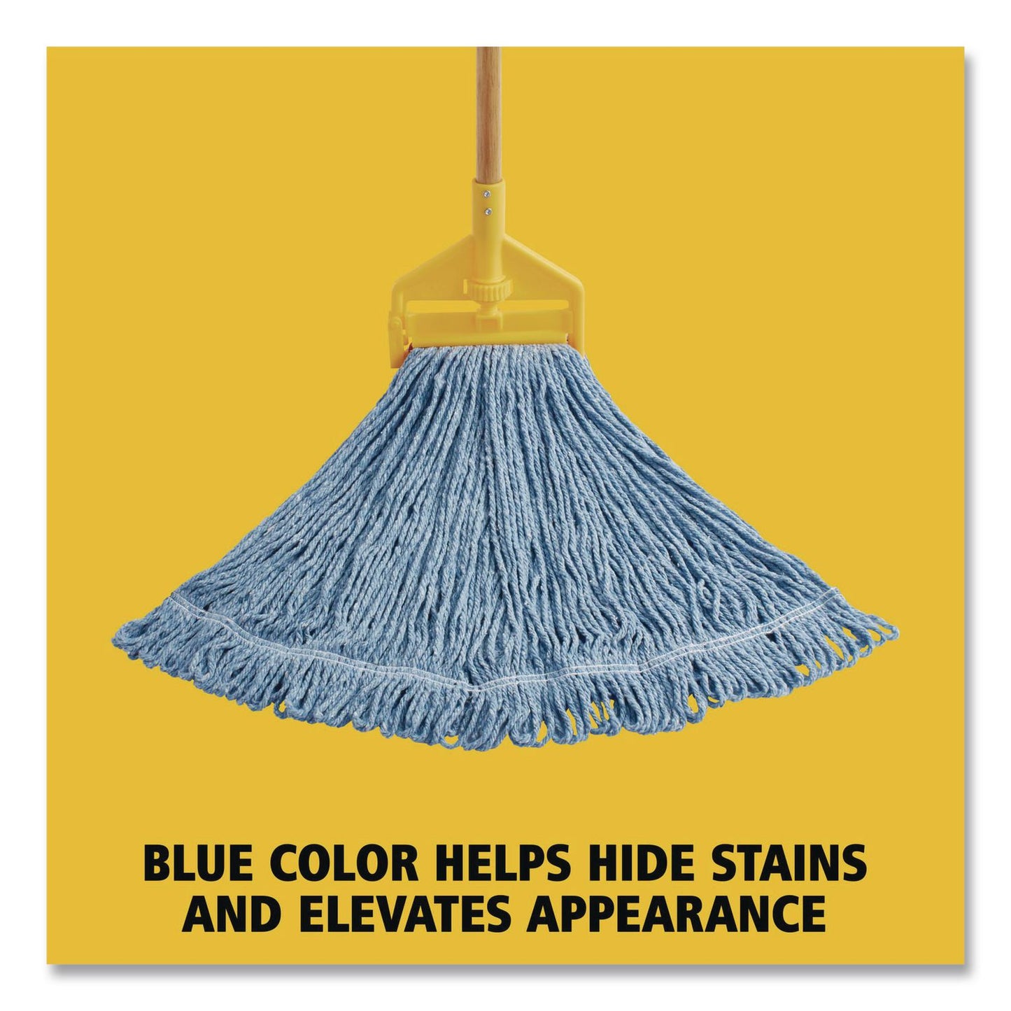 Rubbermaid® Commercial Super Stitch Blend Mop, Green Headband, Cotton/Synthetic, Medium, Blue (RCPD212BLUEA)