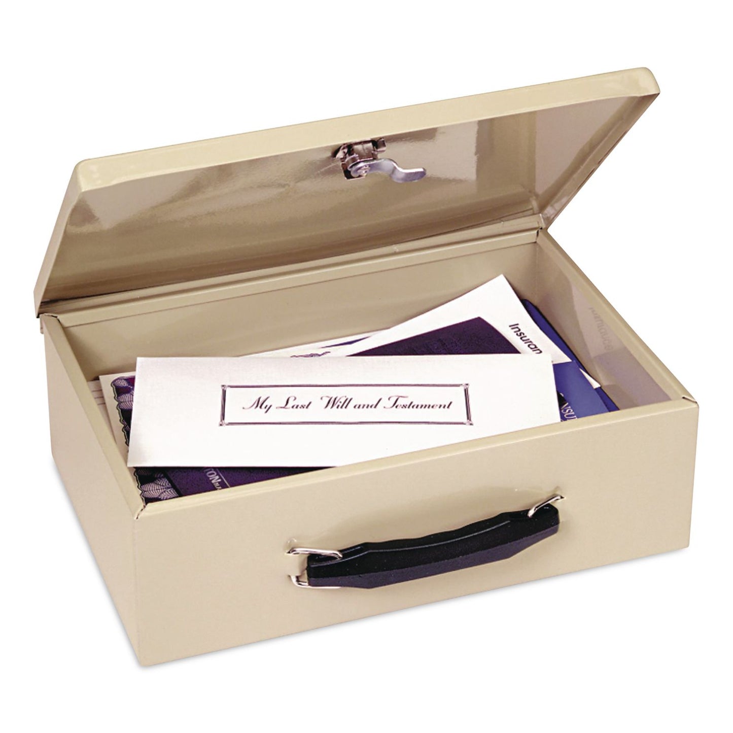 SteelMaster® Fire Retardant Cash/Security Box, 1 Compartment, Key Lock, 4 x 12.75 x 8.25, Sand (MMF221614003)