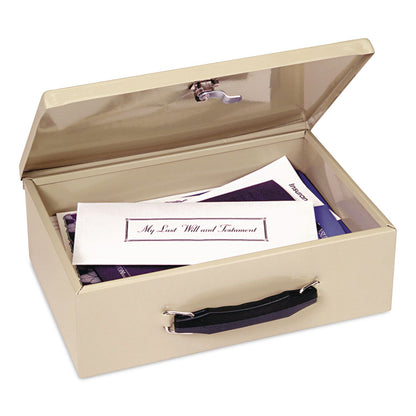 SteelMaster® Fire Retardant Cash/Security Box, 1 Compartment, Key Lock, 4 x 12.75 x 8.25, Sand (MMF221614003)