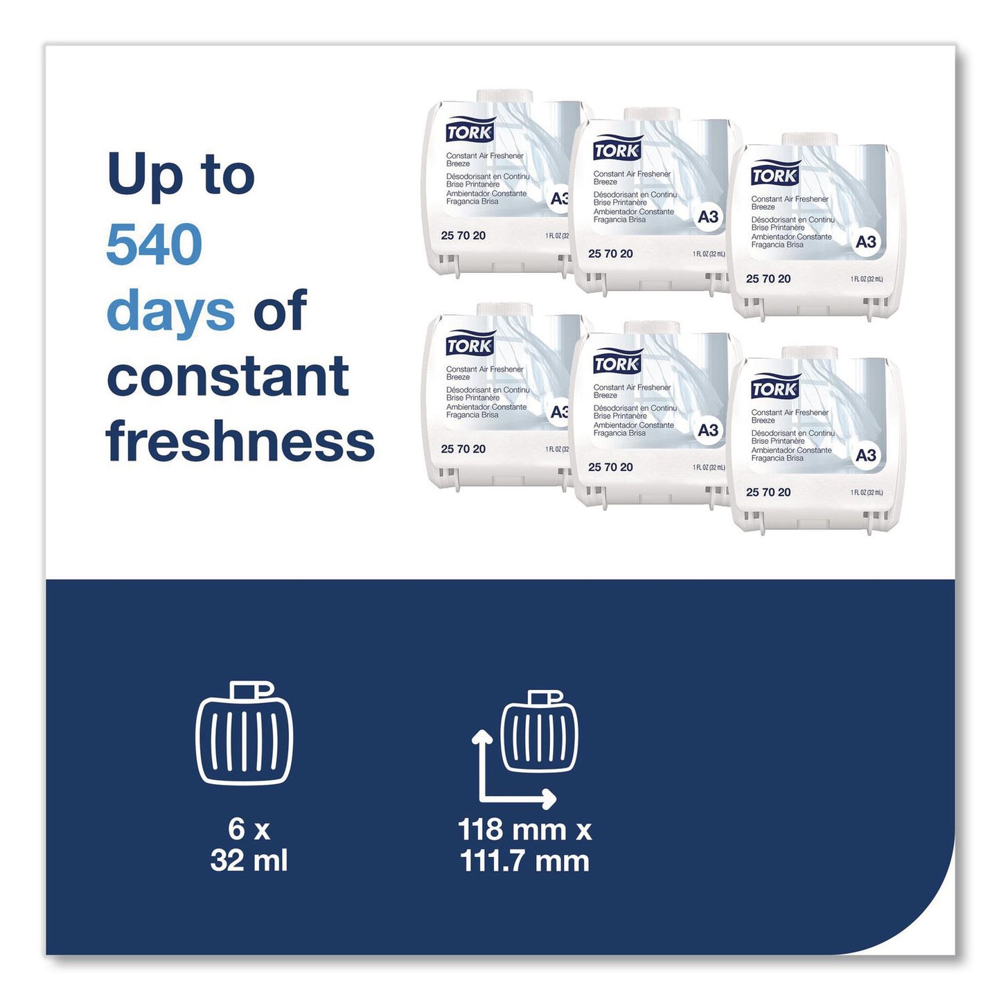 Tork® Constant Air Freshener Refill, Breeze, 32 mL, 6/Carton (TRK257020)
