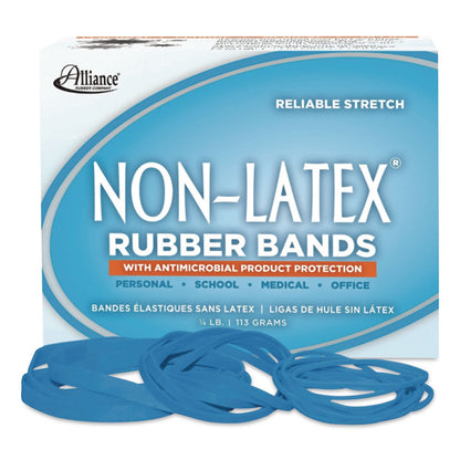 Alliance® Antimicrobial Non-Latex Rubber Bands, Assorted Sizes, Cyan Blue, 250/Box (ALL42549)