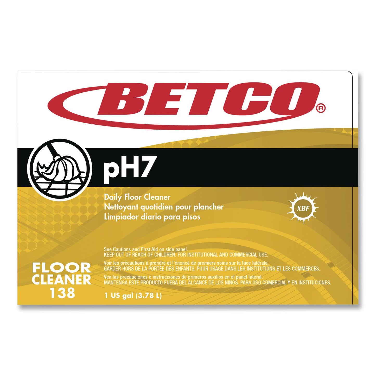 Betco® pH7 Floor Cleaner, Lemon Scent, 1 gal Bottle (BET1380400EA)