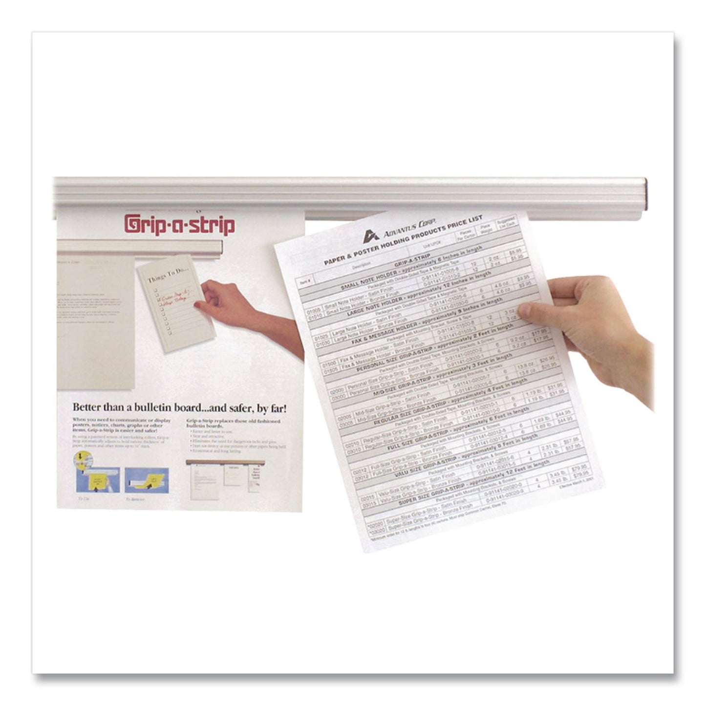 Advantus Grip-A-Strip Display Rails, 1.5" x 96", Satin Aluminum (AVT2015)