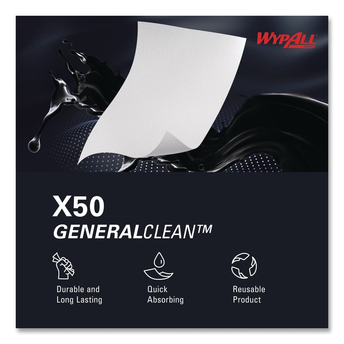 WypAll® GeneralClean X50 Cleaning Cloths, 12 x 12.5, White, 84/Pack, 12 Packs/Carton (KCC39005)