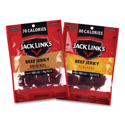 Jack Link’s Beef Jerky Variety Pack, Original/Teriyaki, 8.1 oz Bag, 9/Carton (GRR22002688)