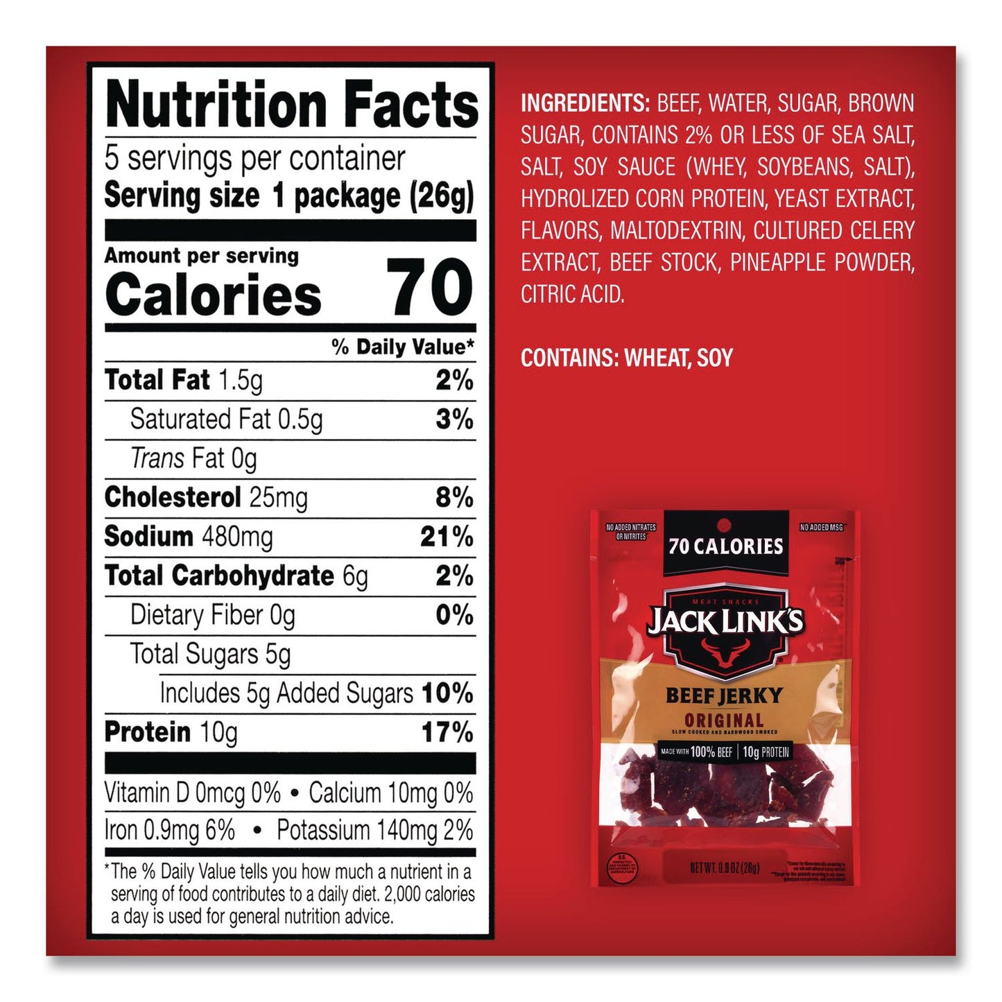 Jack Link’s Beef Jerky Variety Pack, Original/Teriyaki, 8.1 oz Bag, 9/Carton (GRR22002688)