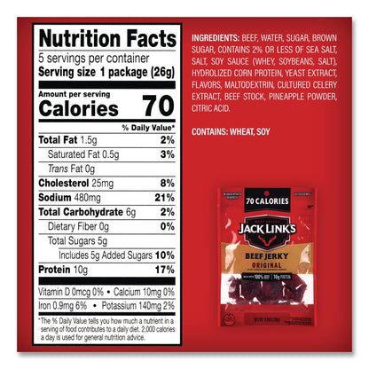 Jack Link’s Beef Jerky Variety Pack, Original/Teriyaki, 8.1 oz Bag, 9/Carton (GRR22002688)