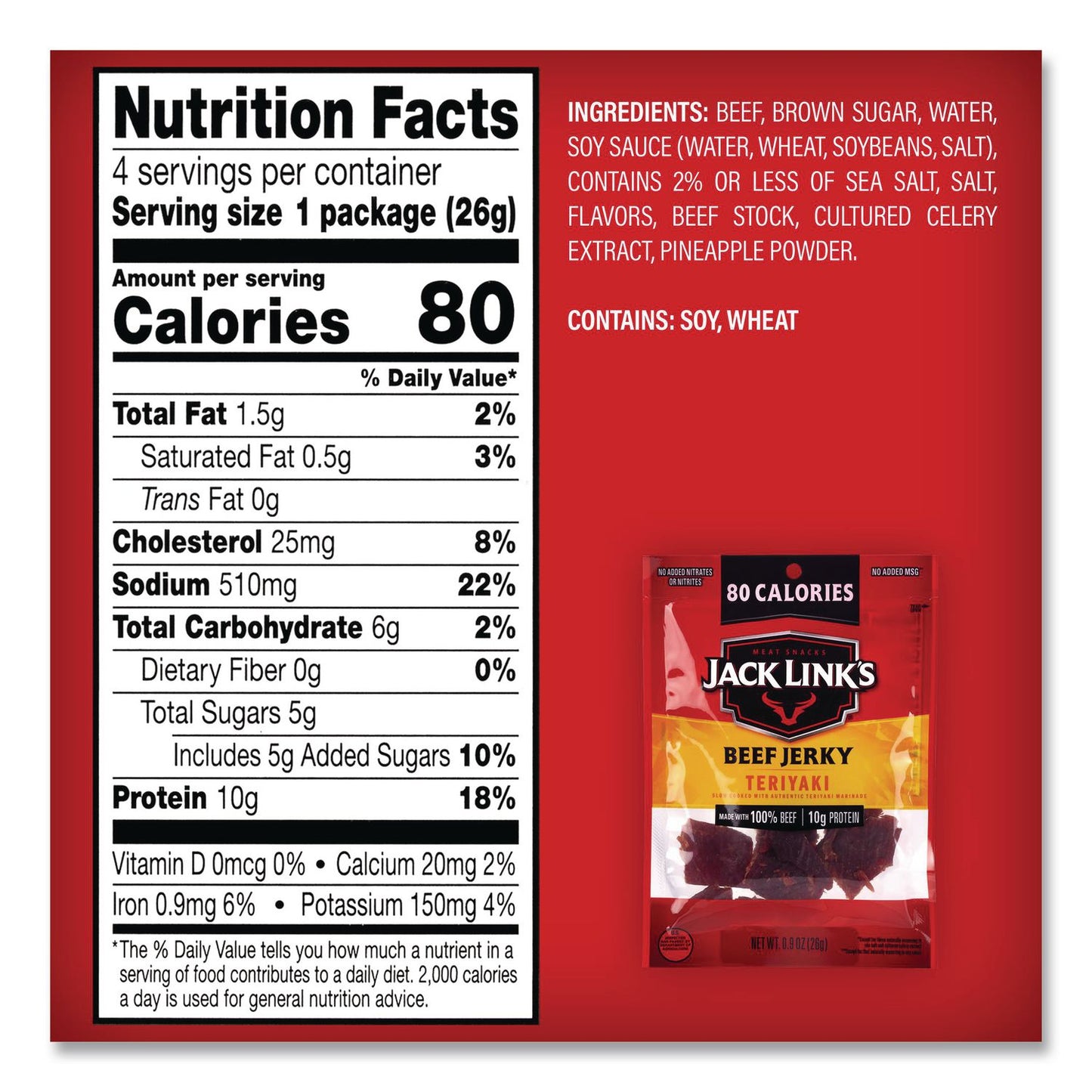 Jack Link’s Beef Jerky Variety Pack, Original/Teriyaki, 8.1 oz Bag, 9/Carton (GRR22002688)