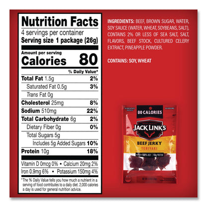 Jack Link’s Beef Jerky Variety Pack, Original/Teriyaki, 8.1 oz Bag, 9/Carton (GRR22002688)