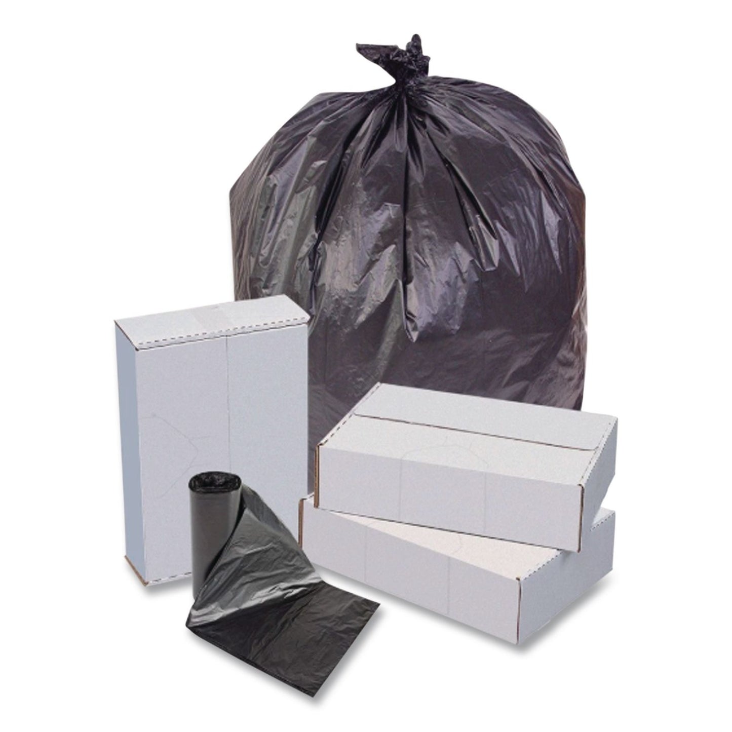 Inteplast Group Low-Density Commercial Can Liners, 30 gal, 0.58 mil, 30" x 36", Black, Interleaved Roll, 25 Bags/Roll, 10 Rolls/Carton (IBSWSL3036HVK)