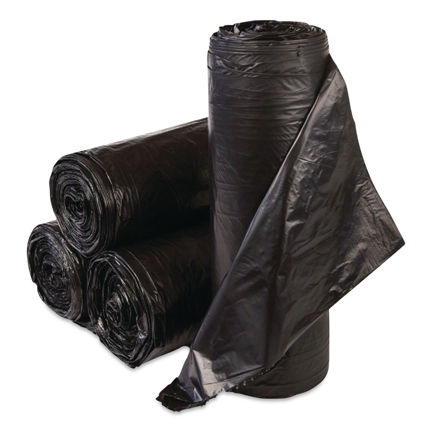 Inteplast Group Low-Density Commercial Can Liners, 30 gal, 0.58 mil, 30" x 36", Black, Interleaved Roll, 25 Bags/Roll, 10 Rolls/Carton (IBSWSL3036HVK)