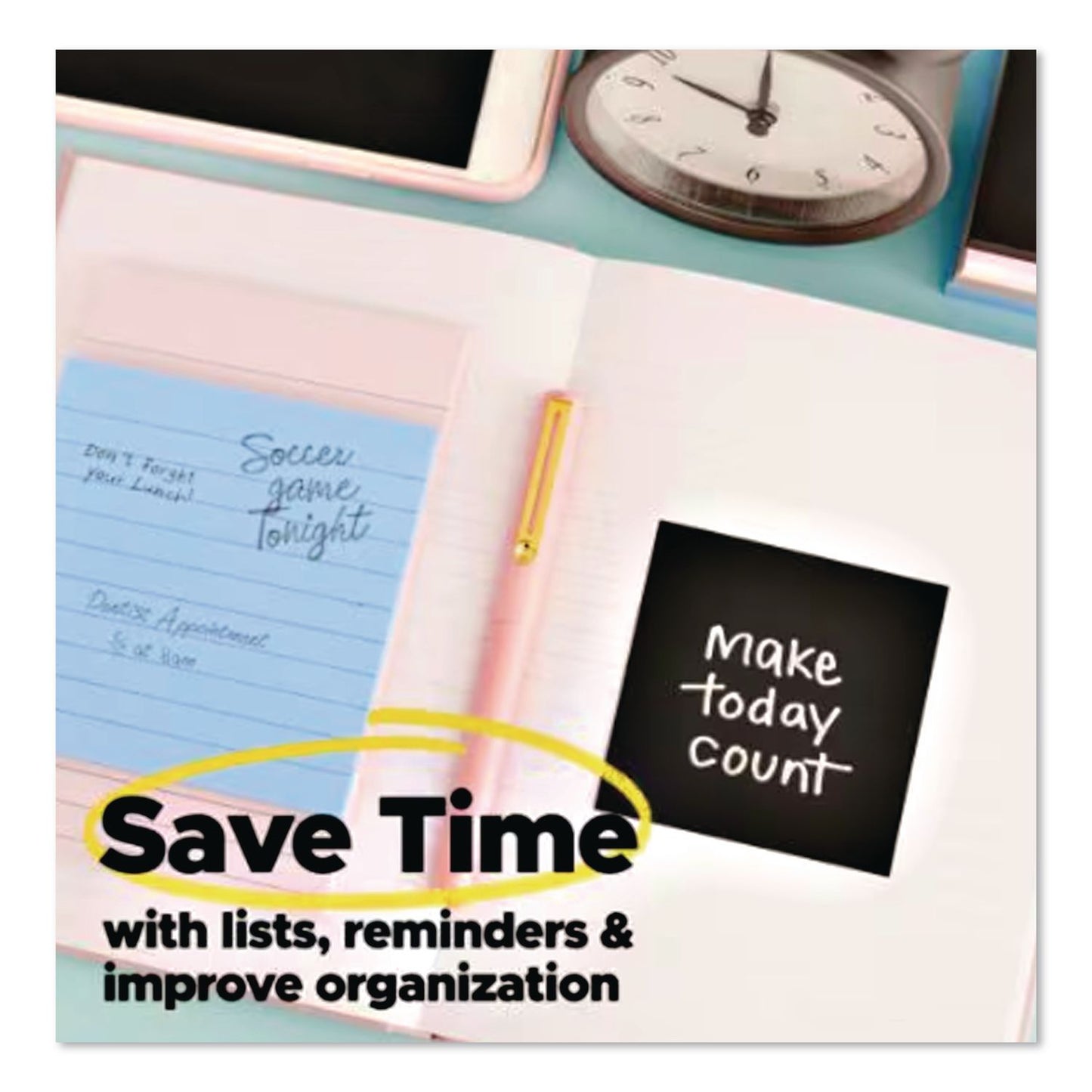 Post-it® Notes Super Sticky Pads in Simply Serene Colors, 3 x 3, 90 Sheets/Pad, 5 Pads/Pack (MMM7100262826)