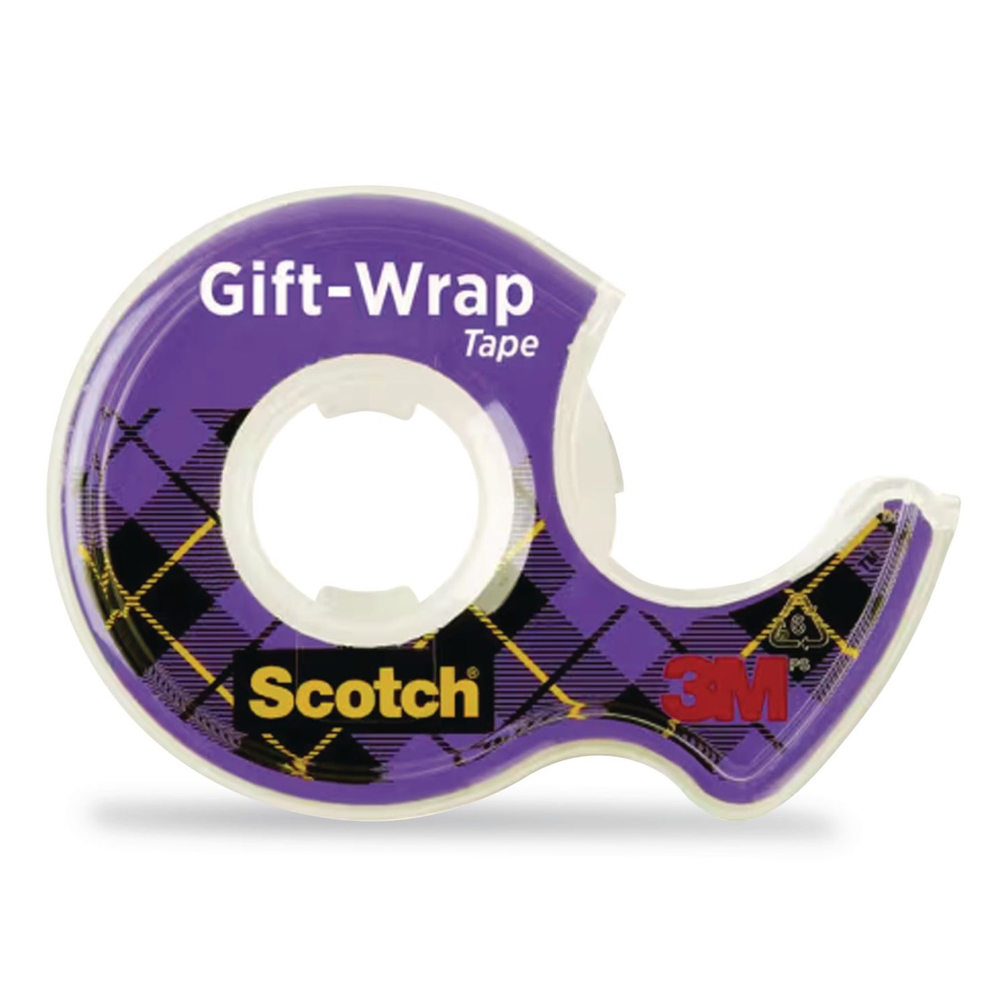 Scotch® Gift Wrap Tape with Dispenser, 1" Core, 0.75" x 300", Transparent, 3/Pack (MMM7000048114)
