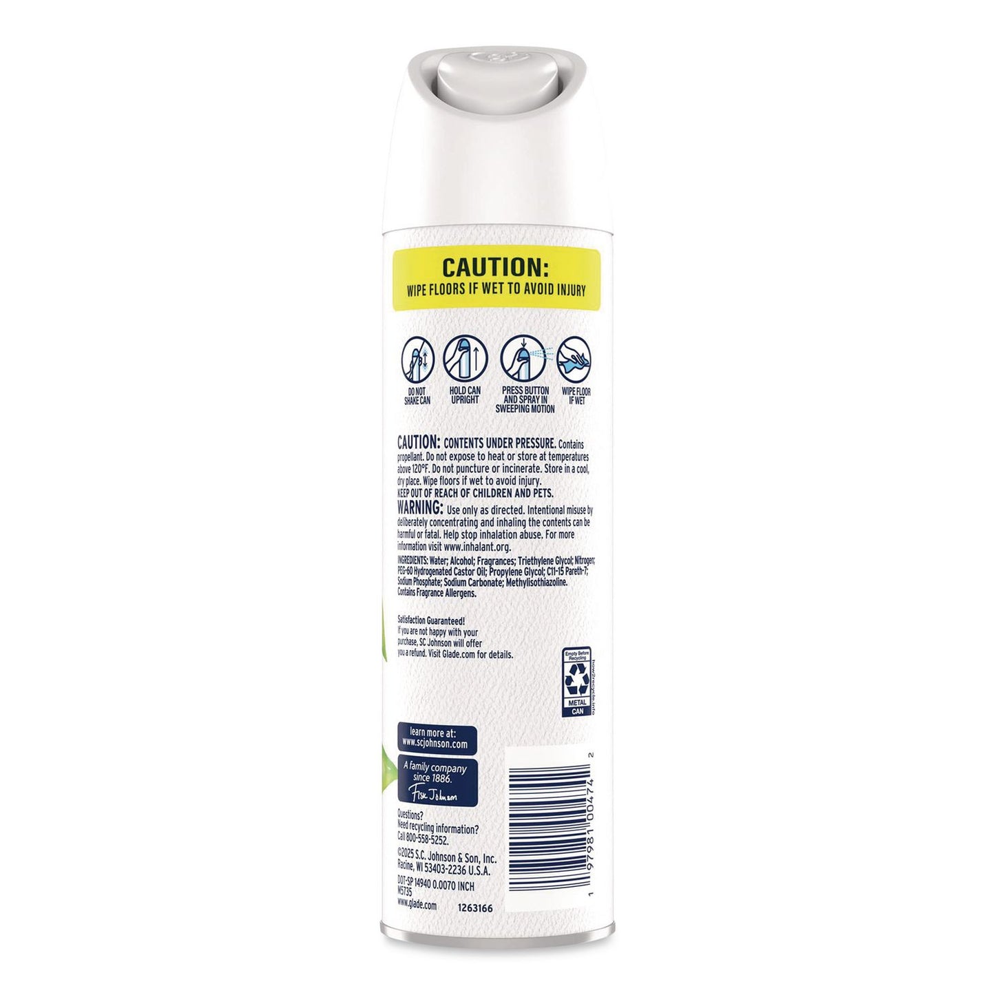 Glade® Air Freshener, Clean Linen, 13.8 oz Aerosol Spray, 3/Pack (SJN391465)