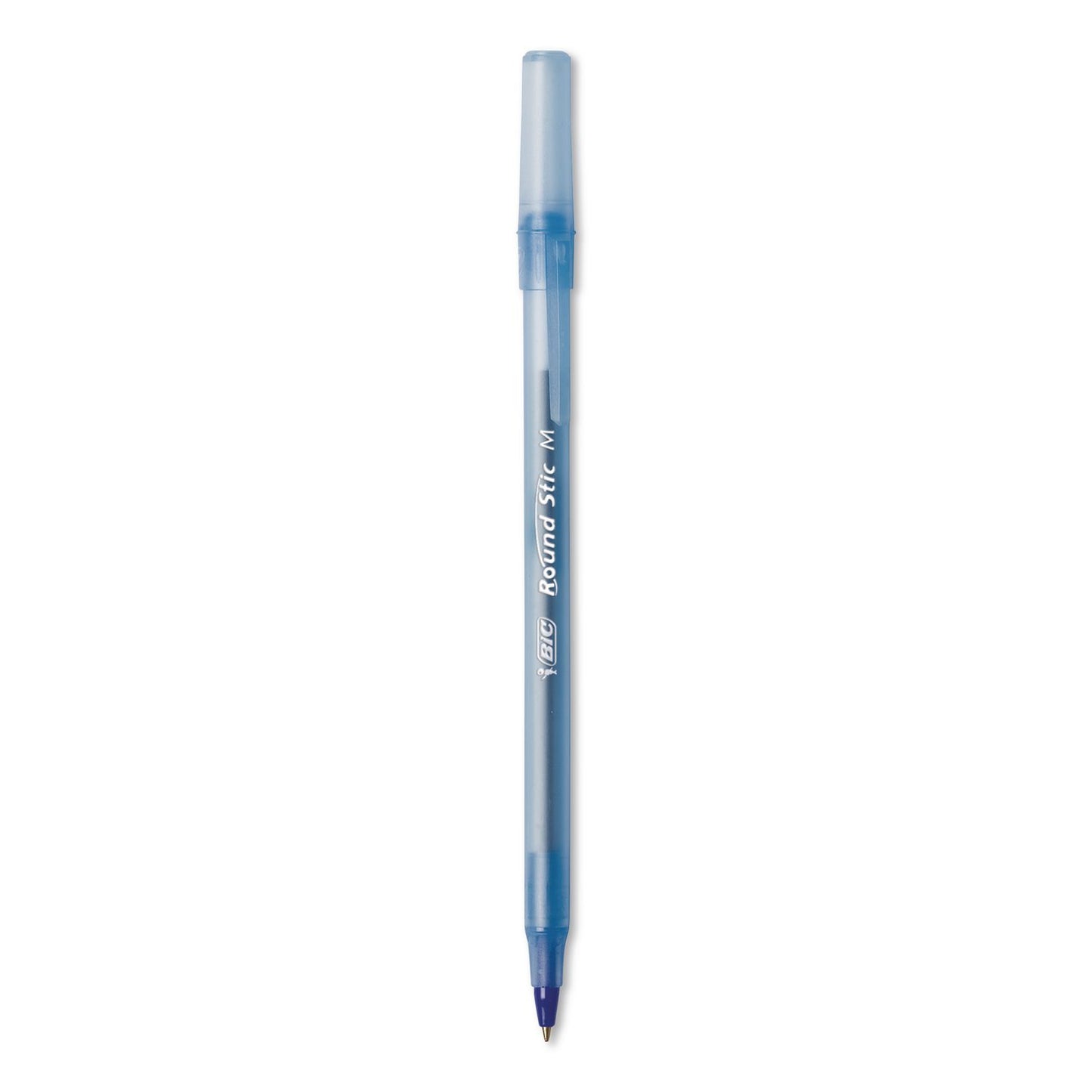 BIC® Round Stic Xtra Life Ballpoint Pen, Stick, Medium 1 mm, Blue Ink, Translucent Blue Barrel, 12/Box, 36 Boxes/Carton (BICGSM11BECT)