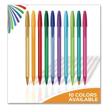 BIC® Color Cues Cristal Xtra Smooth Ballpoint Pen, Stick, Medium 1.2 mm, Assorted Ink and Barrel Colors, 10/Box (BICWMSUA10AST)