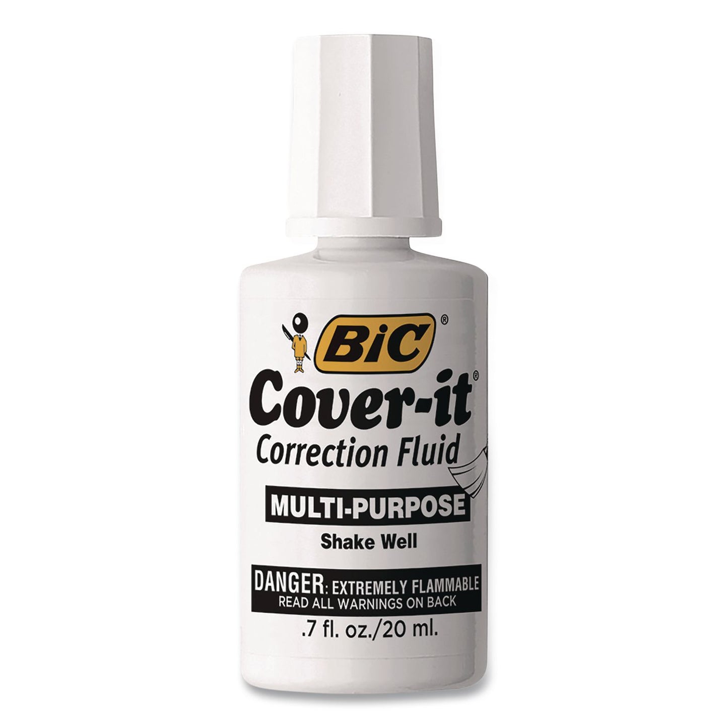 BIC® Cover-It Correction Fluid, Brush Tip Applicator, 20 mL Bottle, 144/Carton (BICWOC12CT)