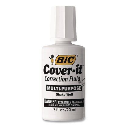 BIC® Cover-It Correction Fluid, Brush Tip Applicator, 20 mL Bottle, 144/Carton (BICWOC12CT)