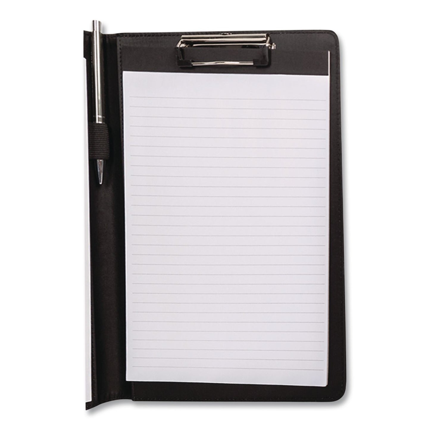 Bond Street, Ltd. Faux-Leather Padfolio, Notched Front Cover with Clipboard Fastener, 9 x 12 Pad, 9.75 x 12.5, Black (BND5041BSBLACK)