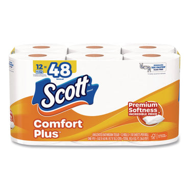 Scott® ComfortPlus Toilet Paper Mega Rolls, Septic Safe, 1-Ply, White, 310 Sheets, 12 Mega Rolls/Carton (KCM57098)