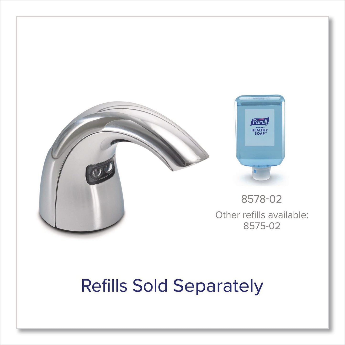 PURELL® CX10 Counter Mount Soap Dispenser with Metal Spout Fixture, 2,000 mL, 2.28 x 5.82 x 4.04, Chrome (GOJ894001)