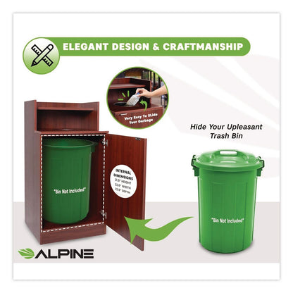 Alpine Industries Food Service Trash Enclosure, 32 gal, Melamine Faced Chipboard, Mahogany (ALH476DHMA)