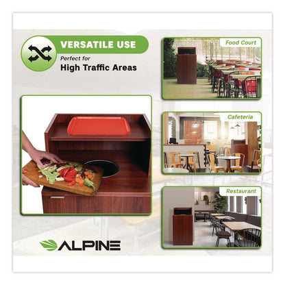 Alpine Industries Food Service Trash Enclosure, 32 gal, Melamine Faced Chipboard, Mahogany (ALH476DHMA)