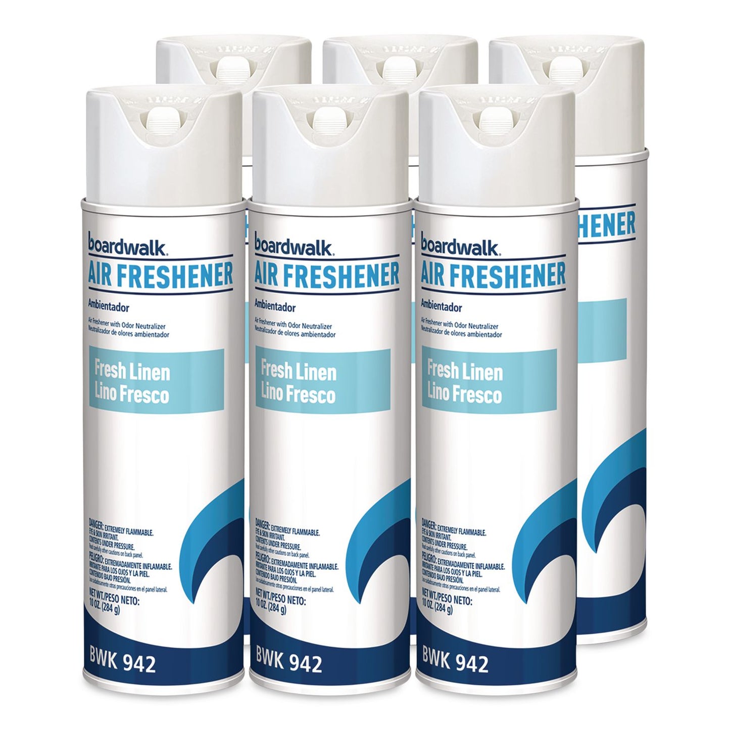 Boardwalk® Aerosol Air Freshener, Fresh Linen, 10 oz Aerosol Spray, 6/Carton (BWK942)